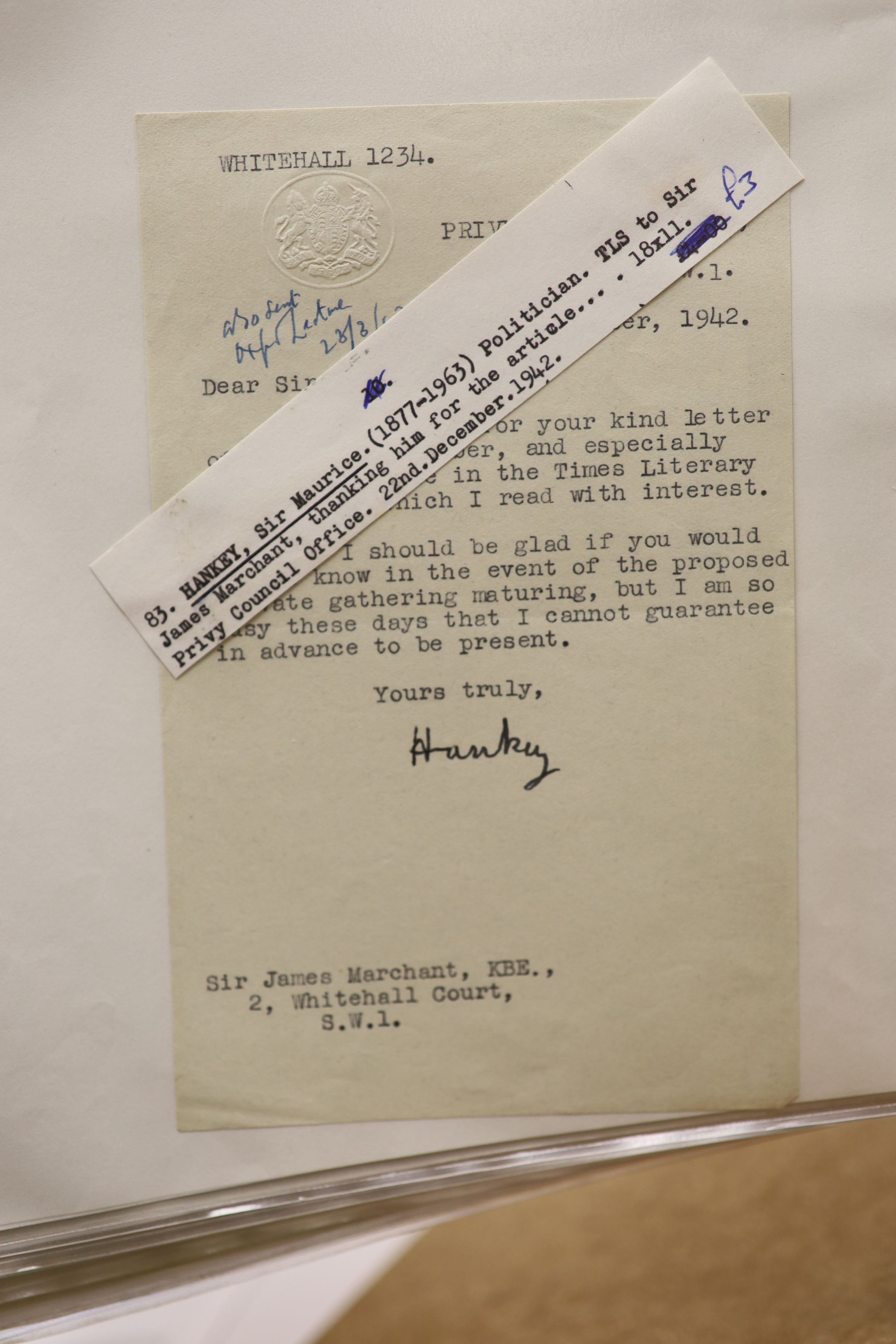 Two volumes of autographed letters